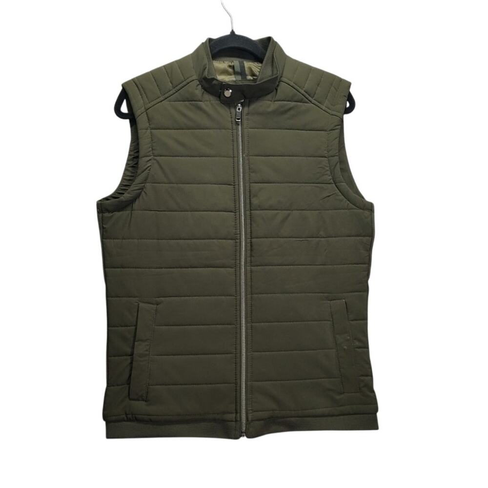 LCW Vision Mens Olive Green Vest Size Medium Puffer Pocket Full Zip Designer